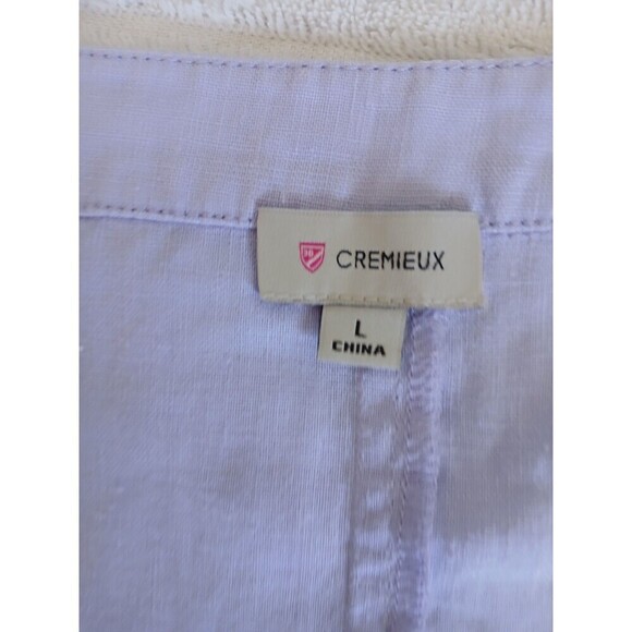 Cremieux Women's Light Purple L 100% Linen V-Neck Short Sleeve Front Tie Blouse - Picture 15 of 16